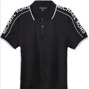Mens MK Logo 100% Cotton Black Polo Shirt